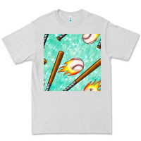 Dove Grey baseball bat with thunders seamless pattern Premium Tee - BundleAndBundleShop