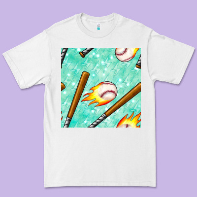 Baseball Bat With Thunders Seamless Pattern Premium Tee Designed By Bundleandbundleshop