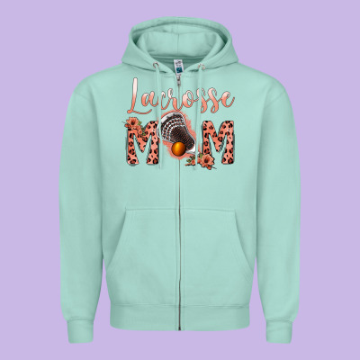 Pink Lacrose Mom Zipper Hoodie Designed By Jasminsmagicworld