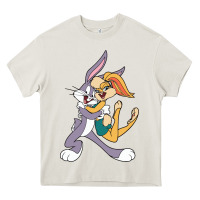 Cream bugs bunny and lola bunny Heavy Core Tee - DesigneFamous
