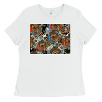 White Dog Pattern Ladies Tee - CowhideDigitalArt