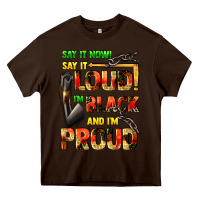 Chocolate Brown Say it now! say it loud! i'm black and i'm proud Heavy Core Tee - FaDigitalArtStudio