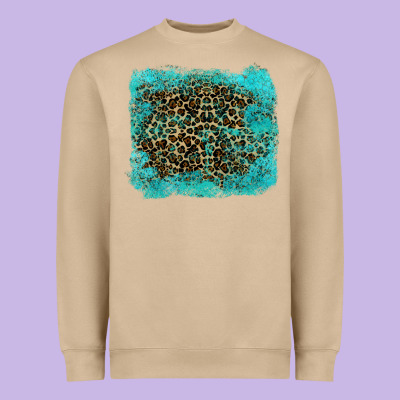 Leopard Turquoise Heavyweight Sweatshirt Designed By Ranaportraitstore