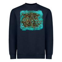 Navy leopard turquoise Heavyweight Sweatshirt - RanaPortraitStore