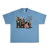 Pebble Blue Happy Easter Urban Heavy Tee - CowhideDigitalArt