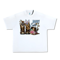 White Happy Easter Urban Heavy Tee - CowhideDigitalArt
