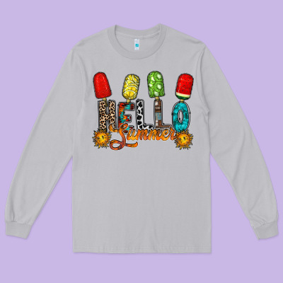 Hello Summer Long Sleeve Tee Designed By Racoondesign