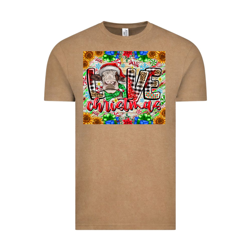Love Christmas Cow Vintage Tee by CowhideDigitalArt | Teevron