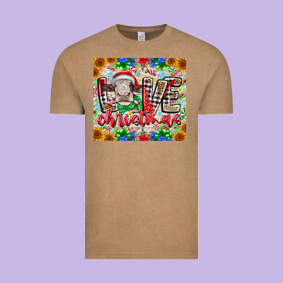Love Christmas Cow Vintage Tee Designed By Cowhidedigitalart