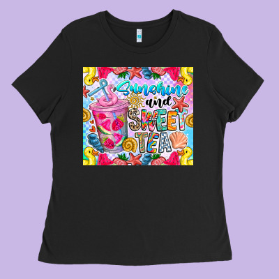 Summer Vibes With Sweet Tea Ladies Tee Designed By Cowhidedigitalart