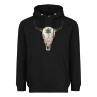 Black Turquoise Bull Skull Heavyweight Hoodie - Jasminsmagicworld