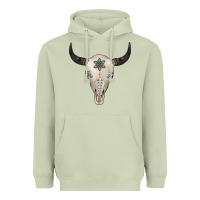 Matcha Turquoise Bull Skull Heavyweight Hoodie - Jasminsmagicworld