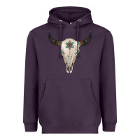 Plum Turquoise Bull Skull Heavyweight Hoodie - Jasminsmagicworld