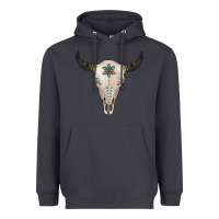 Smoke Turquoise Bull Skull Heavyweight Hoodie - Jasminsmagicworld