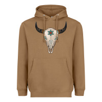 Toasted Coconut Turquoise Bull Skull Heavyweight Hoodie - Jasminsmagicworld