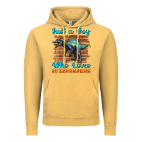Vintage Mustard just a boy who loves baby spinosaurus Vintage Hoodie - Artiststas