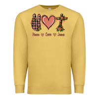 Antique Gold Peace Love Jesus Premium Sweatshirt - Jasminsmagicworld