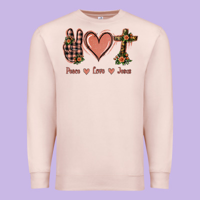 Peace Love Jesus Premium Sweatshirt Designed By Jasminsmagicworld