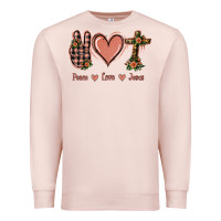 Pale Pink Peace Love Jesus Premium Sweatshirt - Jasminsmagicworld