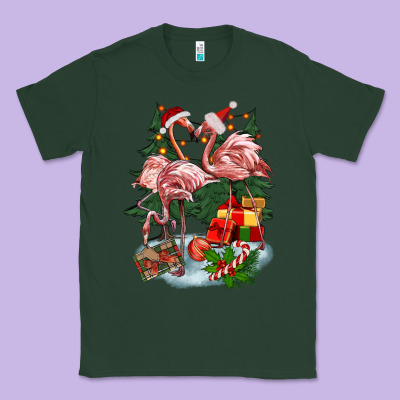 Christmas Flamingo Classic Tee Designed By Barkaloodesign