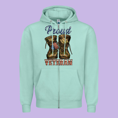 Proud Veteran Camo Shoes Zipper Hoodie Designed By Jasminsmagicworld