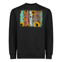 Black aztec leopard turquoise sunflower background Heavyweight Sweatshirt - RanaPortraitStore