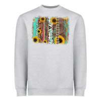 Heather Grey aztec leopard turquoise sunflower background Heavyweight Sweatshirt - RanaPortraitStore