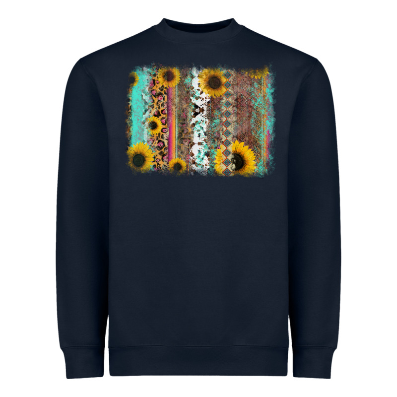 Aztec Leopard Turquoise Sunflower Background Heavyweight Sweatshirt by RanaPortraitStore | Teevron