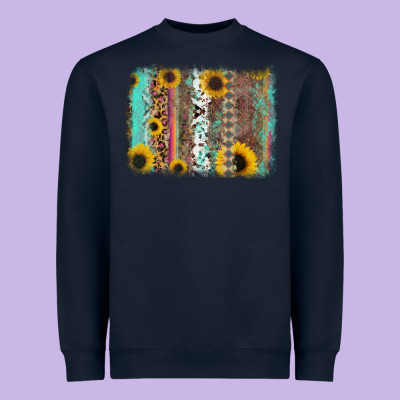 Aztec Leopard Turquoise Sunflower Background Heavyweight Sweatshirt Designed By Ranaportraitstore