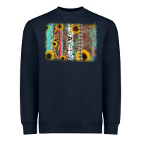 Navy aztec leopard turquoise sunflower background Heavyweight Sweatshirt - RanaPortraitStore