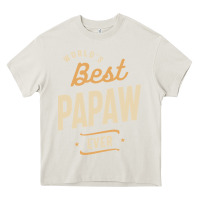 Cream Mens Best Papaw Ever Funny Dad / Grandpa Heavy Core Tee - DesigneFamous