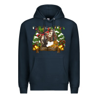 Navy christmas donkey candy house Premium Hoodie - BarkalooDesign