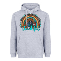 Heather Grey western thanksgiving rainbow with turkey Heavyweight Hoodie - RanaPortraitStore