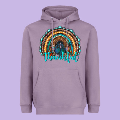 Western Thanksgiving Rainbow With Turkey Heavyweight Hoodie Designed By Ranaportraitstore