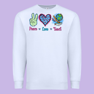 Peace Love Teach Premium Sweatshirt Designed By Jasminsmagicworld