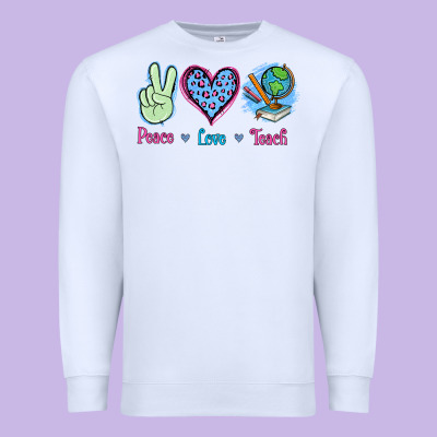 Peace Love Teach Premium Sweatshirt Designed By Jasminsmagicworld