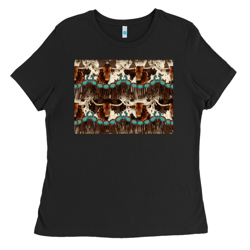 Longhorn Cow Pattern Ladies Tee by CowhideDigitalArt | Teevron