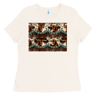 Bone Longhorn Cow Pattern Ladies Tee - CowhideDigitalArt