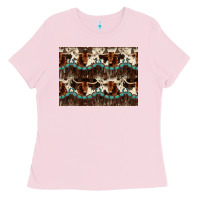 Bubblegum Pink Longhorn Cow Pattern Ladies Tee - CowhideDigitalArt
