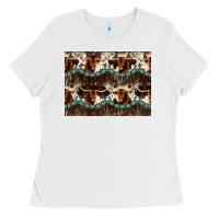 White Longhorn Cow Pattern Ladies Tee - CowhideDigitalArt