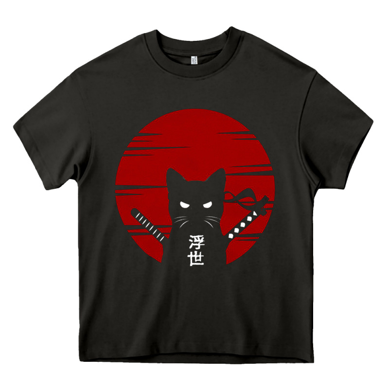 Ninja Cat Japanese Heavy Core Tee by DesigneFamous | Teevron
