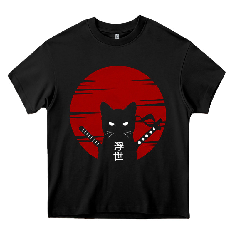 Ninja Cat Japanese Heavy Core Tee by DesigneFamous | Teevron