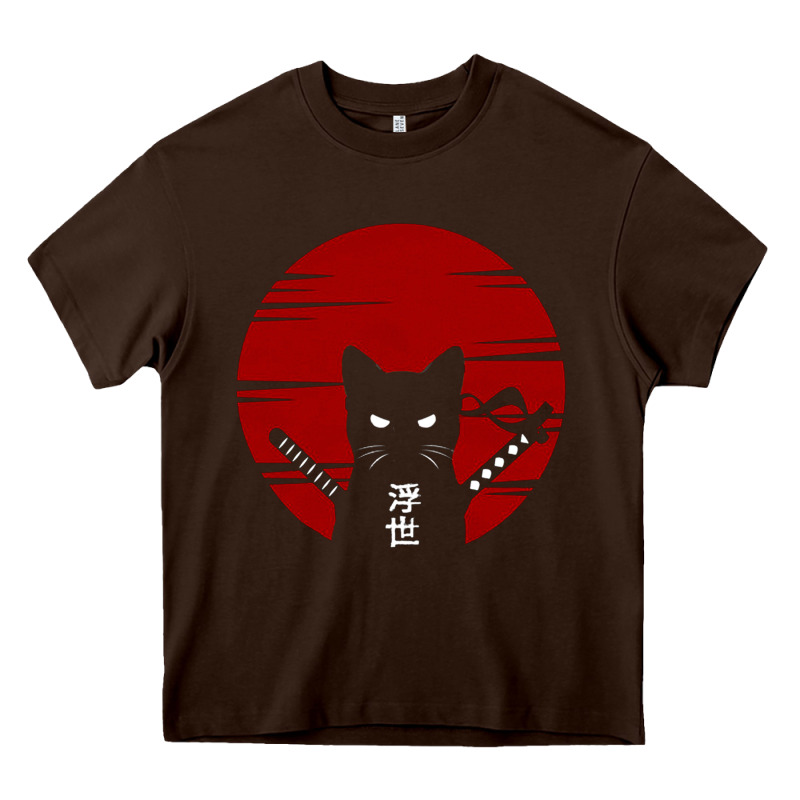 Ninja Cat Japanese Heavy Core Tee by DesigneFamous | Teevron
