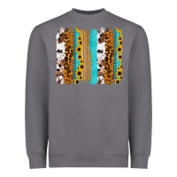 Turquoise Sunflowers Cowhide Leopard Glitter Background Heavyweight Sweatshirt | Teevron