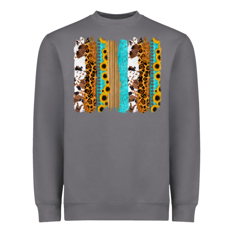Turquoise Sunflowers Cowhide Leopard Glitter Background Heavyweight Sweatshirt by RanaPortraitStore | Teevron