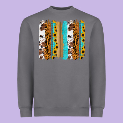 Turquoise Sunflowers Cowhide Leopard Glitter Background Heavyweight Sweatshirt Designed By Ranaportraitstore