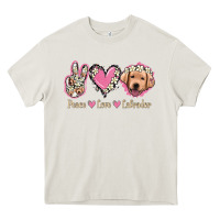 Cream Peace Love Labrador Heavy Core Tee - Jasminsmagicworld