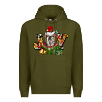 Army Green Christmas joy english bulldog Premium Hoodie - BarkalooDesign