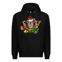 Black Christmas joy english bulldog Premium Hoodie - BarkalooDesign