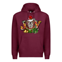 Burgundy Christmas joy english bulldog Premium Hoodie - BarkalooDesign